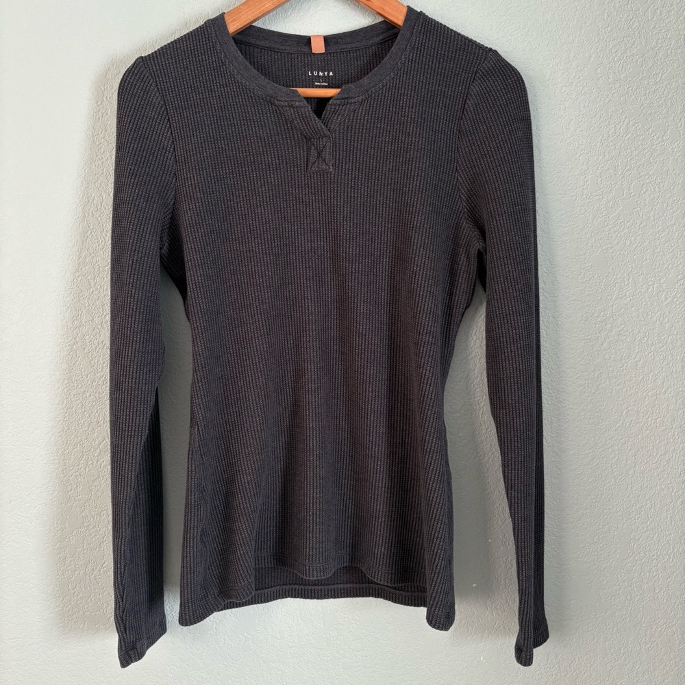 LUNYA Restore Thermal Waffle Long Sleeve Shirt Pima Cotton Blend Stretch